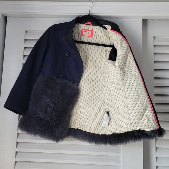 Crewcuts navy wool faux fur peacoat ( Girls) size 10. - Picture 7 of 14